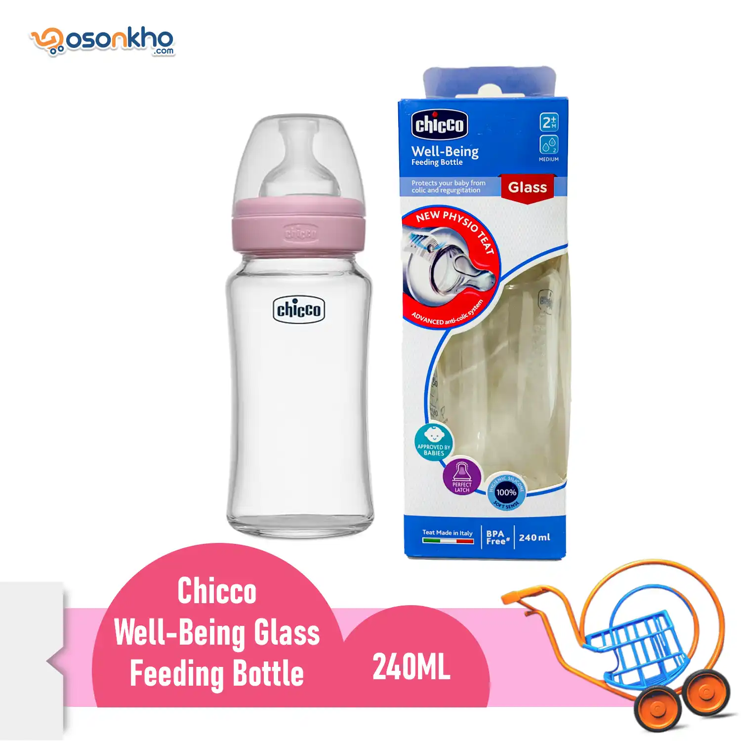 Chicco Glass Feeding Bottle 240ml
