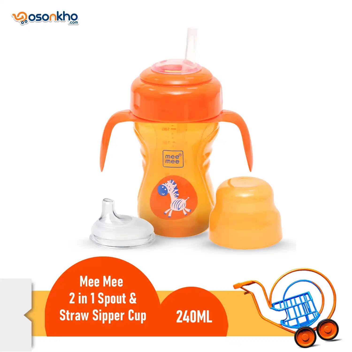 Mee mee 2 in 1 spout & sipper cup 240ml Orange