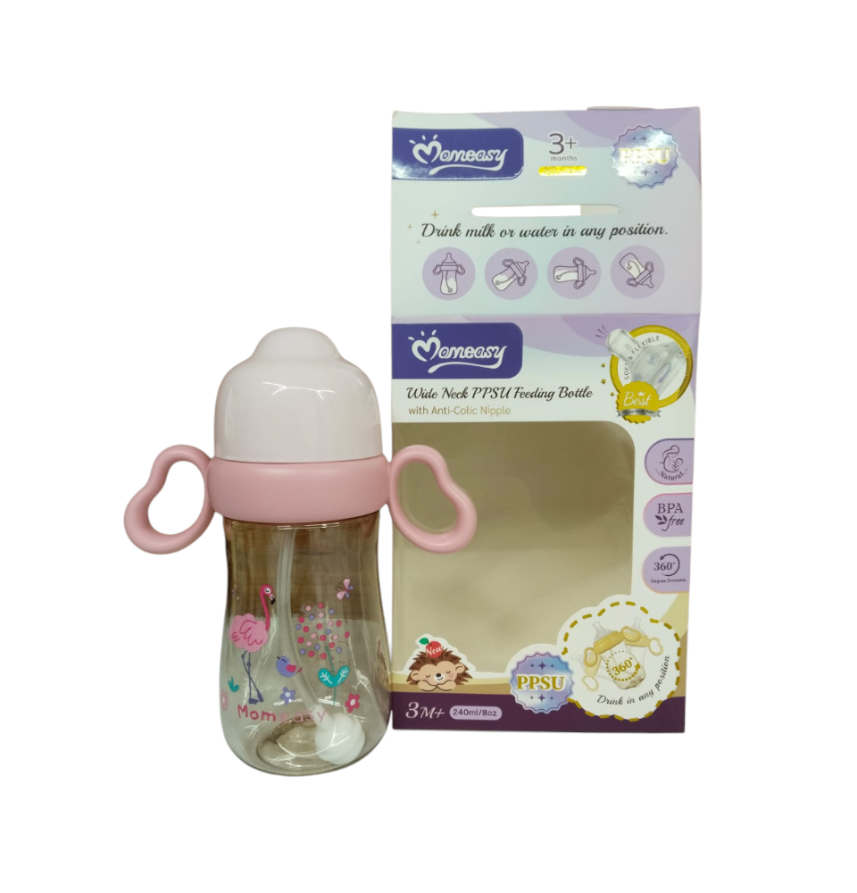 Momeasy wide neck PPSU Feeding Bottle 240ml Pink