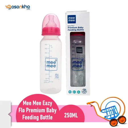 mee mee eazy flo feeding bottle pink 250ml