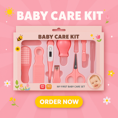 10 Pcs New-born Baby Kids Health Care Kit Set (Pink)