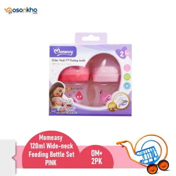 momeasy 120ml Wide-neck Feeding Bottle Set -45634 pink