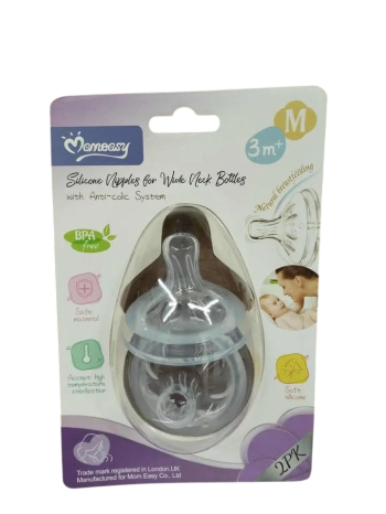 Momeasy silicone Nipple for wide neck bottles 3m+